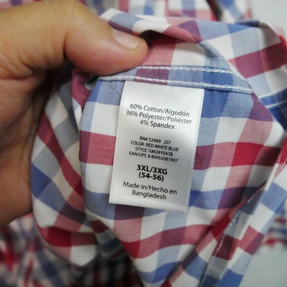 George Men’s Shirt Size 3XL Button Down Long Sleeve Classic Fit Plaid Shirt - Picture 4 of 12